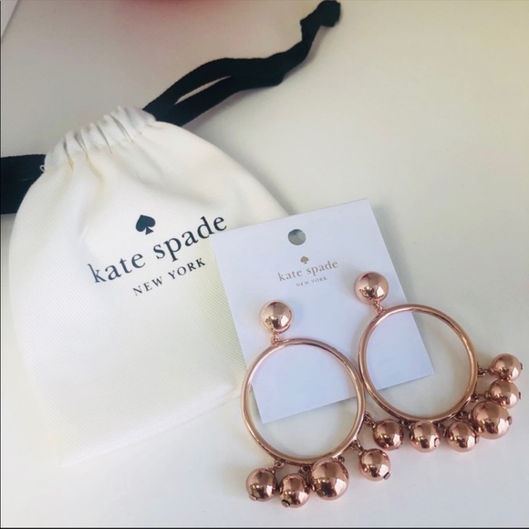 kate spade Jewelry - Kate Spade Rose Gold Bauble Hoop Earrings